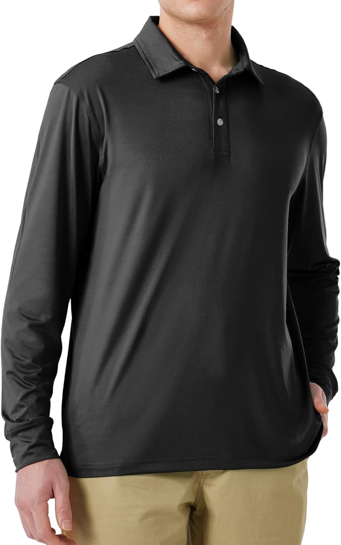 NAVISKIN Men's Polo Shirts Long Sleeve Golf Shirts with Collar UPF 50 SPF Shirt for Men Quick Dry Moisture Wicking