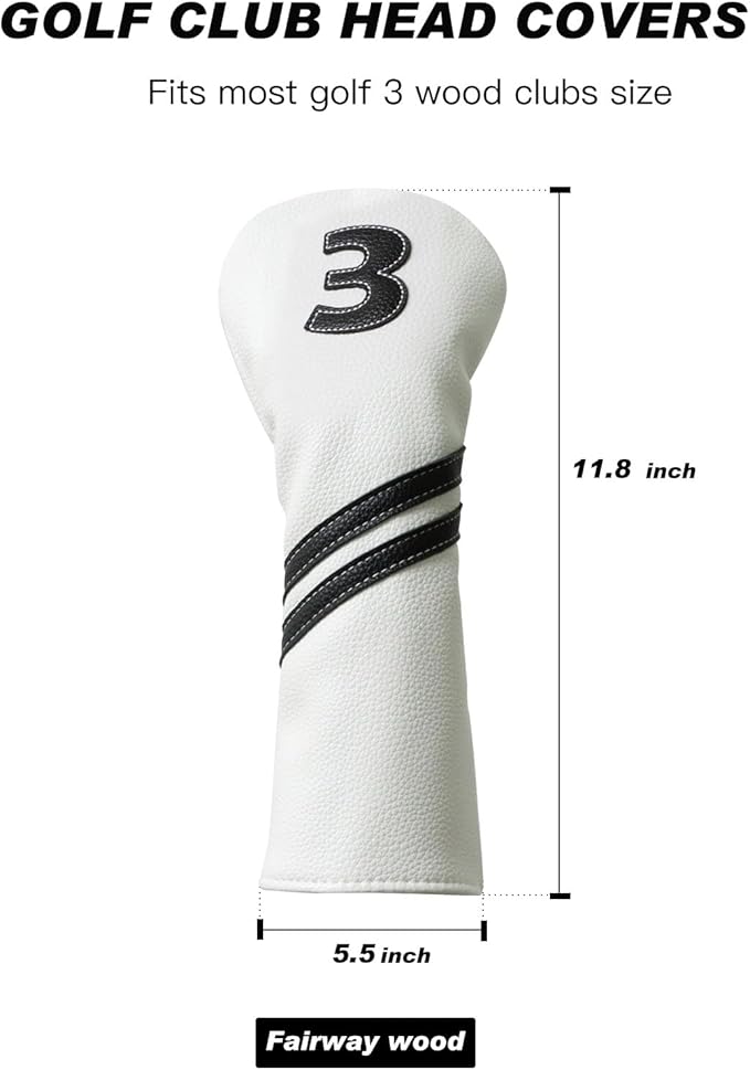 Golf Club Covers,4pcs or 1pc Golf Headcovers for Woods and Driver Fairway Hybrids Women Men - Premium PU Leather with Interchangeable Tags & Magnetic Blade and Mallet Putter Covers