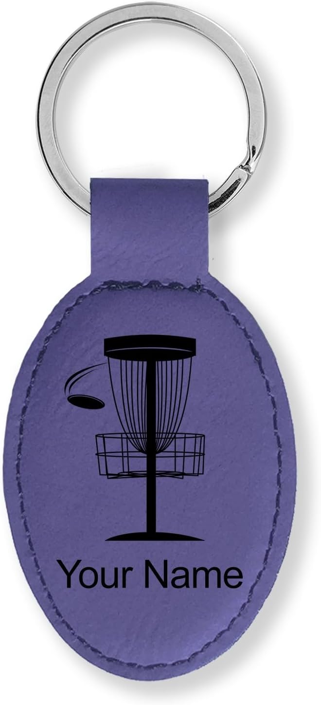 LaserGram Oval Keychain, Disc Golf, Personalized Engraving Included