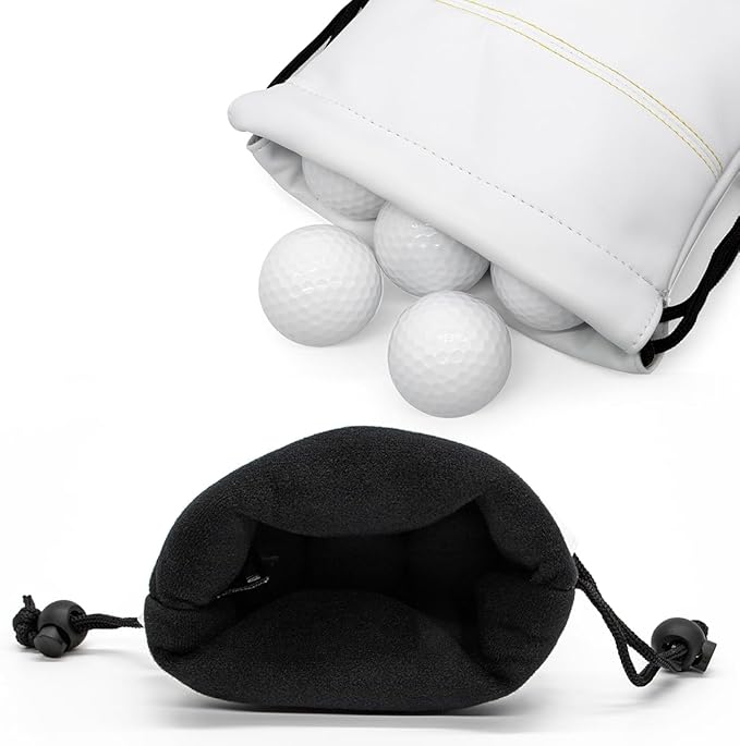 Golf Valuables Pouch, Leather Golf Tee Pouch with Drawstring Closure Golf Ball Tee Handbag Portable Golf Accessories