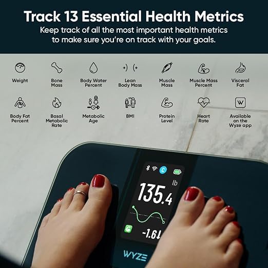 Wyze Scale Ultra Smart Scale with 4.3" Color Display - Digital Scale for Body Weight BMI Muscle Mass, Heart Rate Monitor, Wi-Fi & Bluetooth Weight Scale with Baby/Pet/Luggage Mode, 400lbs, Black