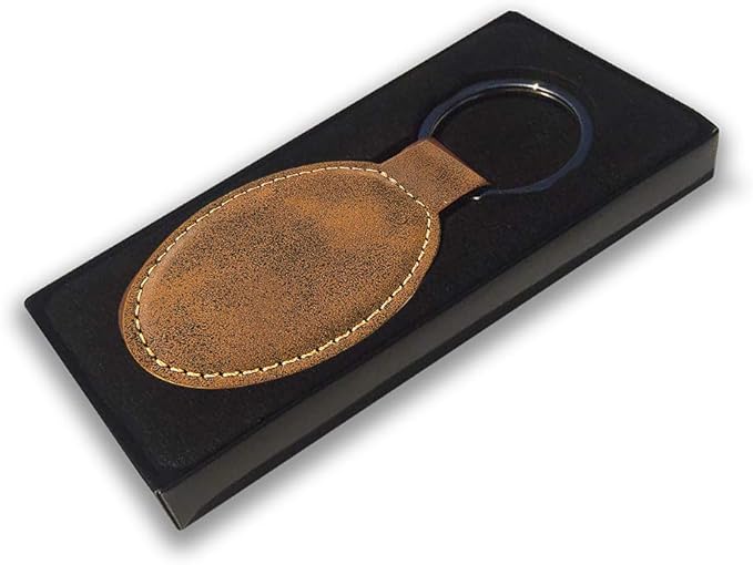 LaserGram Oval Keychain, Golfer Golfing, Personalized Engraving Included (Rustic with Gold)