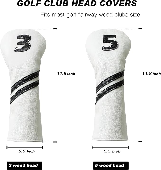 Golf Club Covers,4pcs or 1pc Golf Headcovers for Woods and Driver Fairway Hybrids Women Men - Premium PU Leather with Interchangeable Tags & Magnetic Blade and Mallet Putter Covers