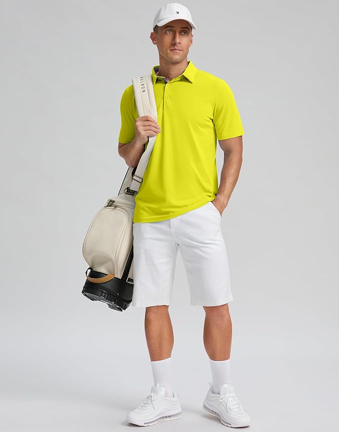 Men's Golf Shirts Dry Fit Moisture Wicking Performance Short Sleeve Collared Polo Shirts for Casual Athletic Business