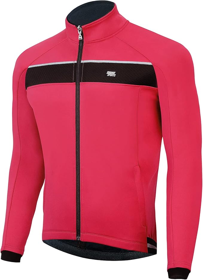 Souke Sports Men's Winter Cycling Jacket, Windproof Water Resistant Thermal Windbreaker
