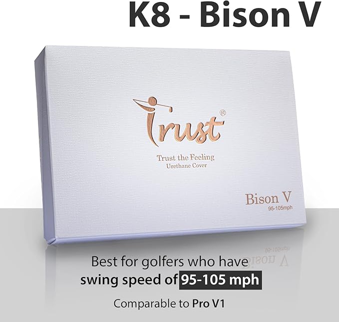 Trust Golf Ball I K8 Bison I Urethane Cover with Reactive Core I 3-Pcs I for Different Swing Speed I 12, 48, or 100 Balls I