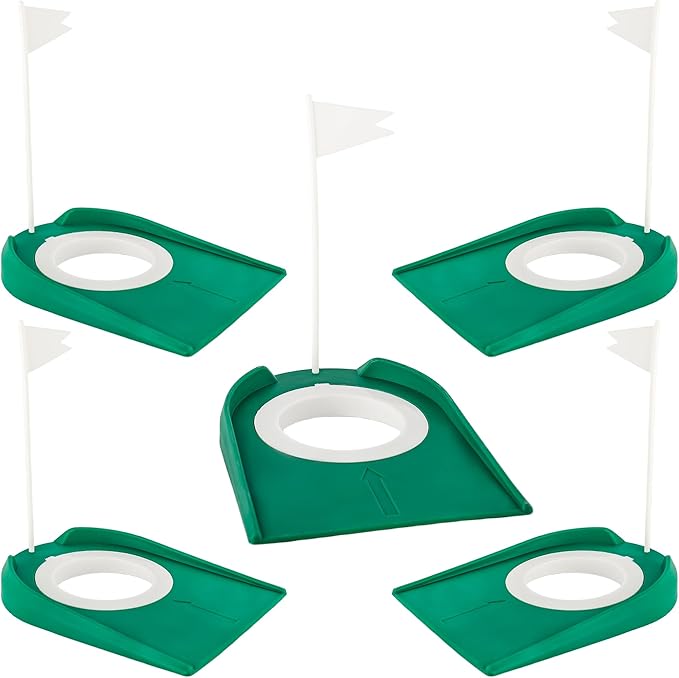 5 Pack Golf Putting Cup with Flag - Plastic Golf Putting Hole Training Aids for Indoor Outdoor Office Garage Backyard Practice