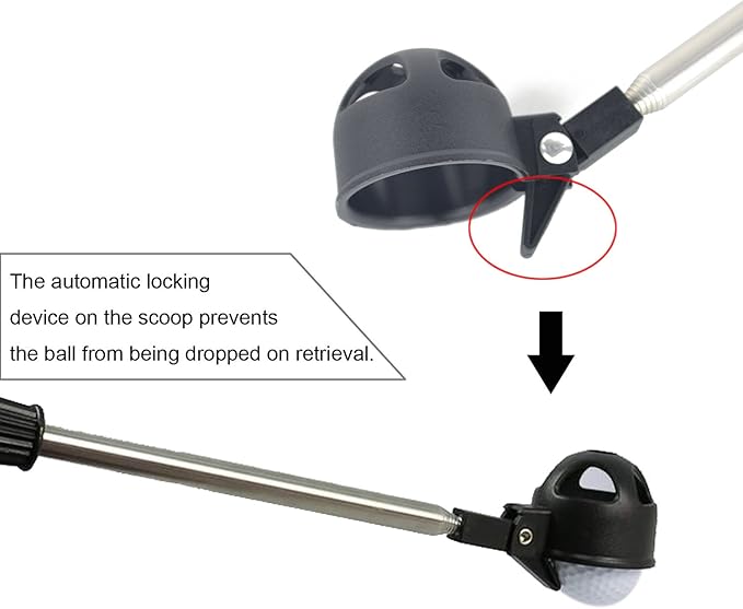 Samyo Portable Retractable Scoop Telescopic Golf Ball Retriever Pick Up Steel Saver Shaft Tool