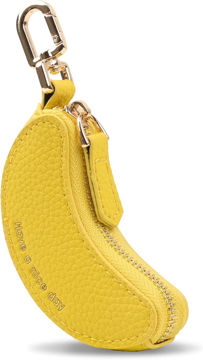 XSUIOY Orange Fruit Coin Purse Keychain Bag Charm, Mini Leather Coin Purse & Pouch Airtag Holder Keychain, Kawaii Bag Charms for Handbag, Tote, Keys, Airtag, Gifts for Girls & Women
