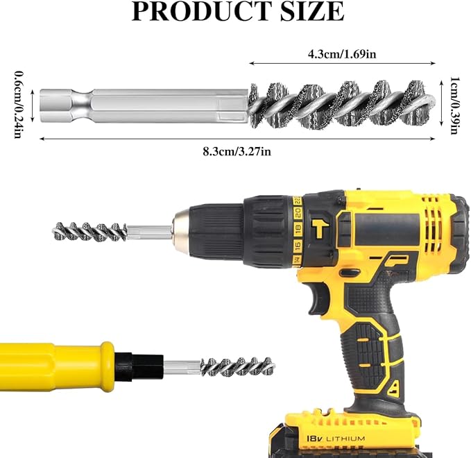 4 Pcs Golf Clubs Head Hosel Brush, Golf Club Brush, Golf Stainless Steel Hosel Wire Brush Electric Drill Cleaning Wire Brush Tool, Hex Shank Handle Electric Drill Wire Brush for Wood and Iron, Sliver