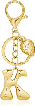 Gold Bubble Heart, Cherry, Bow & More Designs Letter Initial Keychain Bag Charms – Cute Purse Charms for Handbags