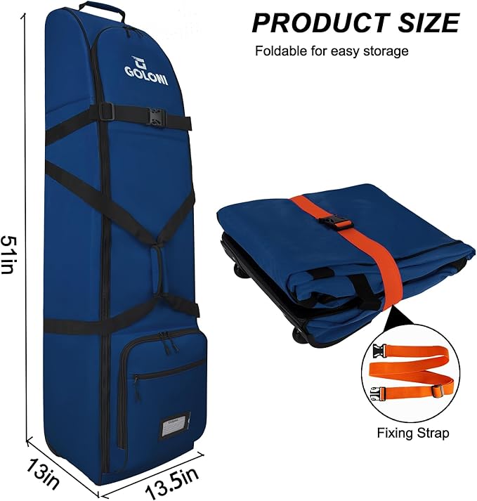Goloni Golf Travel Bag with Wheels, Golf Travel Case for Airlines, 900D Heavy Duty Oxford Wear-Resistant Soft-Sided