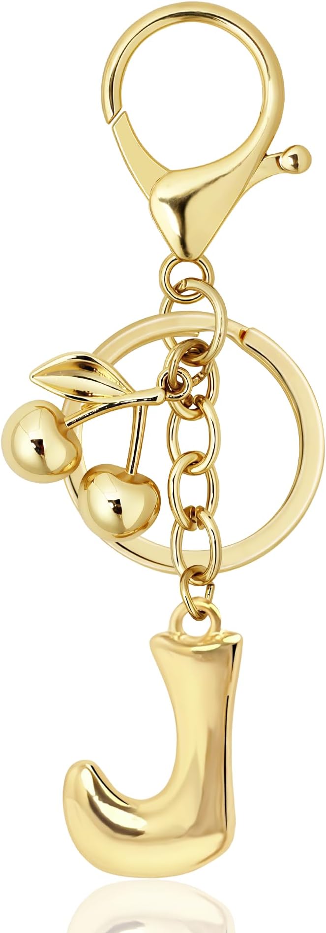 Gold Bubble Heart, Cherry, Bow & More Designs Letter Initial Keychain Bag Charms – Cute Purse Charms for Handbags