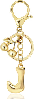 Gold Bubble Heart, Cherry, Bow & More Designs Letter Initial Keychain Bag Charms – Cute Purse Charms for Handbags