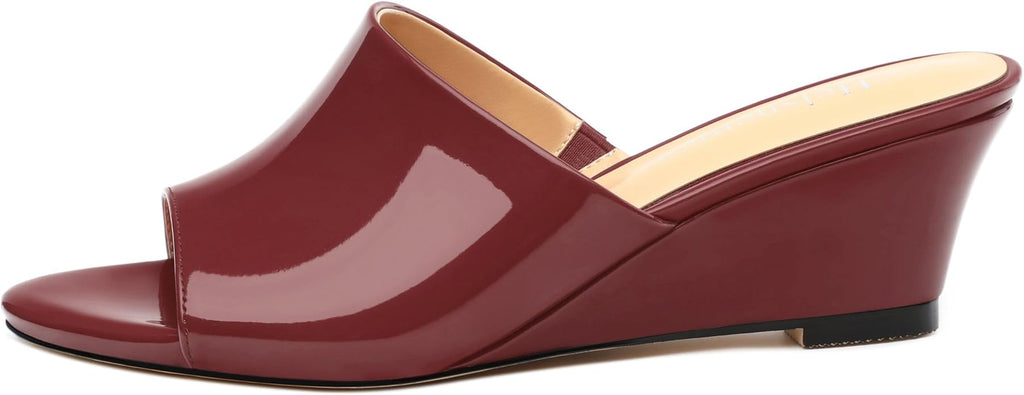 Wedge Sandals for Women Open Toe Wedge Heels Womens Matte High Heel Sandal Round Toe Heeled Wedge Sandals Slip on Casual shoes 2 inch