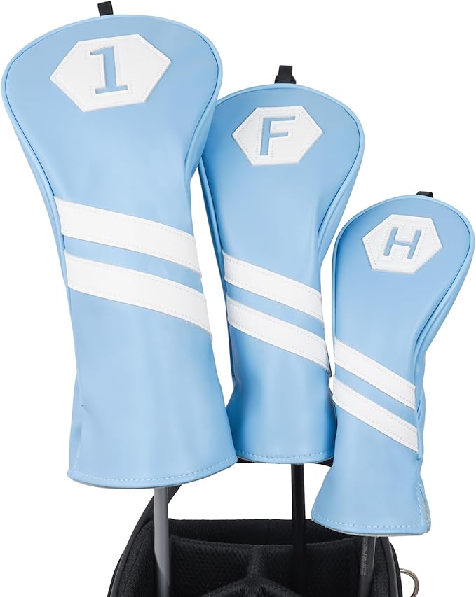 Golf Club Head Covers for Woods and Drivers, Premium Golf Headcovers Set Fit Most Clubs Simple Striped 1PC or 3PCS, Customizable