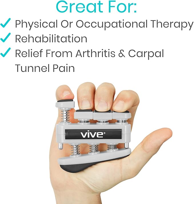 Finger Strengthener by Vive (3 Pack) Hand Grip Equipment for Guitar, Musicians, Rock Climbing & Therapy - Gripper with Exercise Guide for Strengthening Muscles