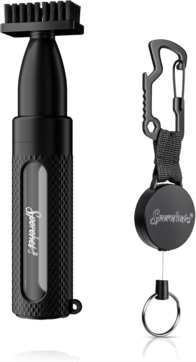 Pro 3rd Gen Golf Club Spray Cleaner Brush, Adopts a Leak Proof Design, Equipped with a Multi Functional Telescopic Clamp and a Press Type Water Bottle, Premium Golf Accessories for Men