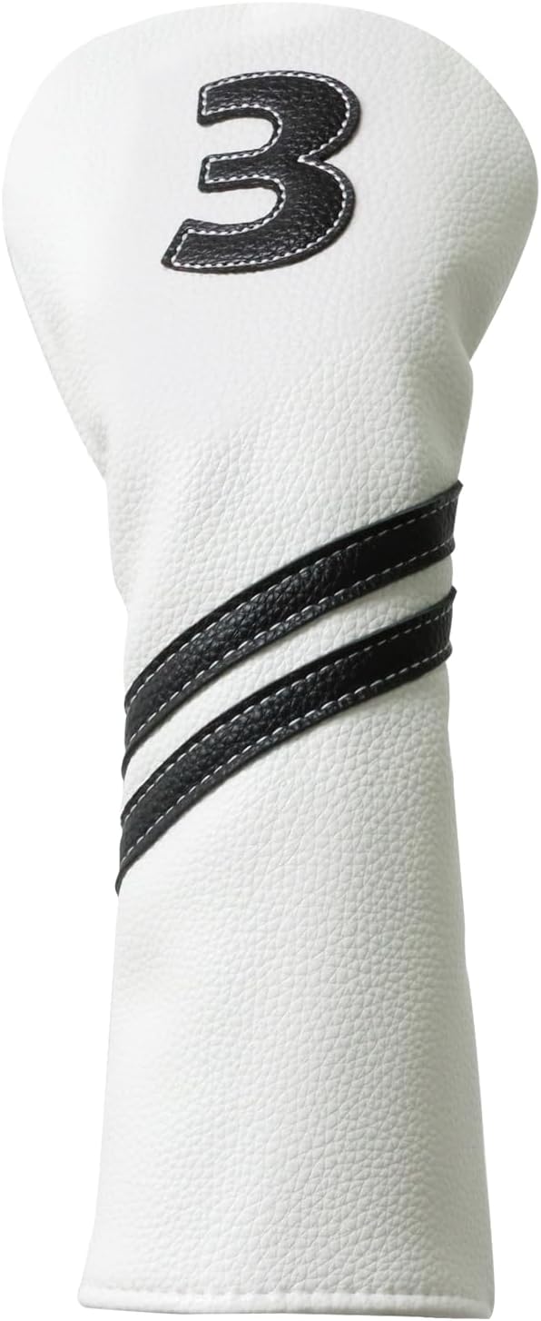 Golf Club Covers,4pcs or 1pc Golf Headcovers for Woods and Driver Fairway Hybrids Women Men - Premium PU Leather with Interchangeable Tags & Magnetic Blade and Mallet Putter Covers