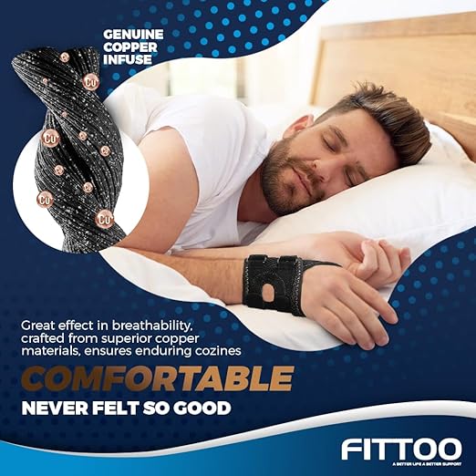 FITTOO Wrist Brace for TFCC Tears, Real Copper Infused TFCC Wrist Brace with Ring Pad for TFCC Tears, Ulnar Sided Wrist Pain, DRUJ Instability, Universal Size for Men & Women Left-M