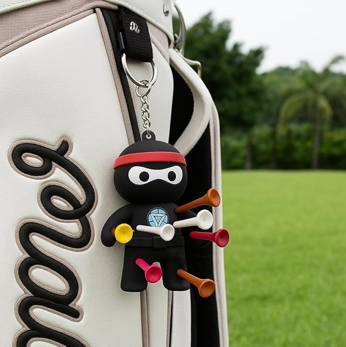 FAR&STRAIGHT Ninja Golf Tee Holder | Interchangeable Plugins | Funny & Unique Golf Gift | Personalized Accessory