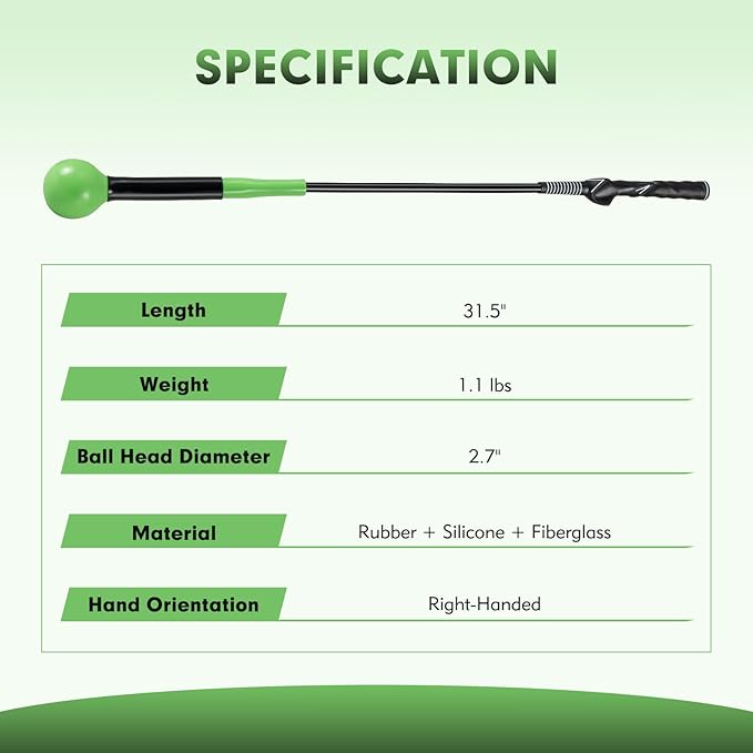 GYMAX Golf Swing Trainer, Warm-Up Stick with Grip Trainer for Rhythm, Balance, Tempo & Strength, Right Handed Swing Speed Training Aid, Weighted Golf Club for Indoor Practice