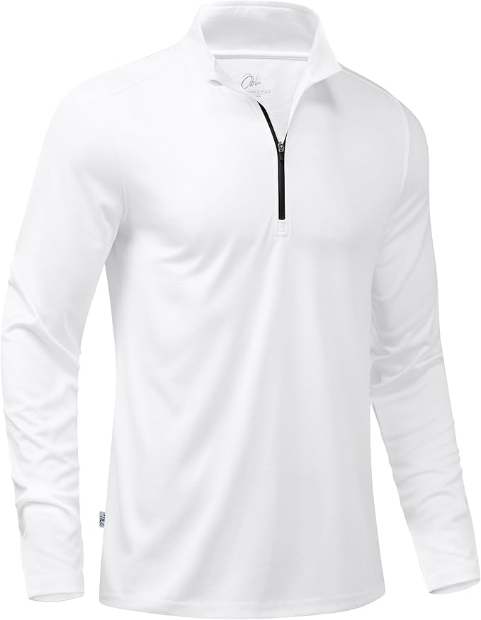Obla Golf Quarter Zip Pullover for Men Mock Neck Sweatshirt Lightweight Sun Protection Men's Long Sleeve Golf Shirt