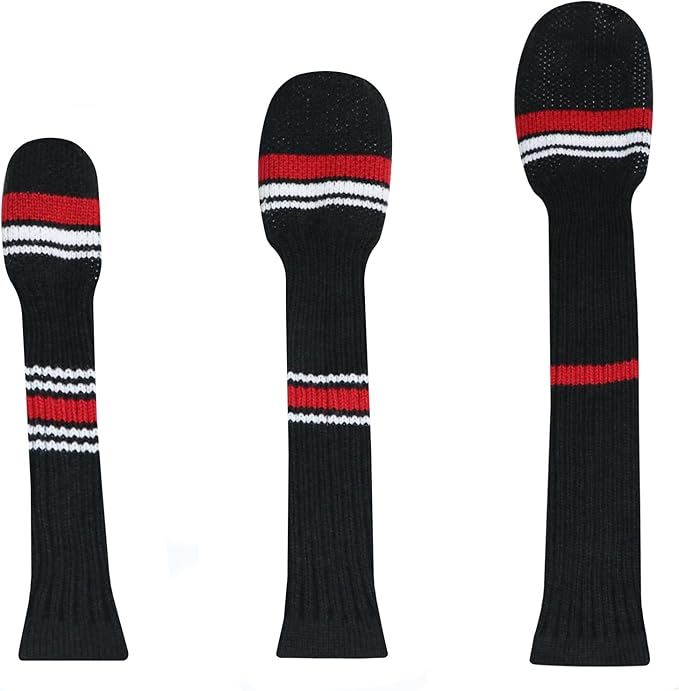 LeFeng 3Pcs Golf Club Covers, Knitted Golf Club Covers for 460cc Driver Fairway Woods and Hybrid