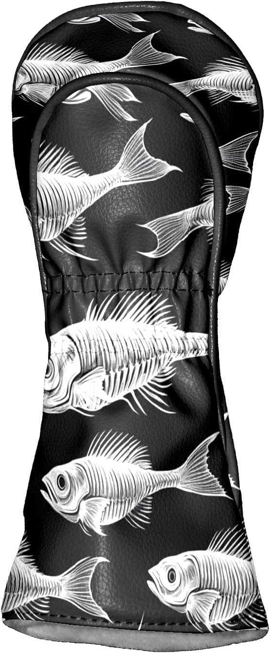 Golf Club Covers PU Leather Waterproof Golf Club Head Covers for Fairway Woods and Driver White Fishbone Pattern Driver Cover Suitable for Most Brands