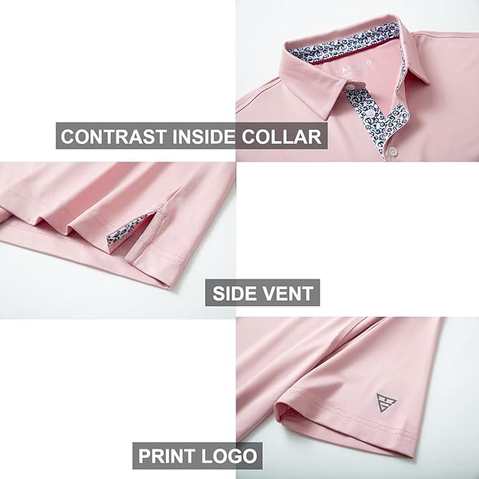 Mens Polo Shirts Short and Long Sleeve Casual Solid Stylish Dry Fit Performance Designed Collared Golf Polo Shirts for Men