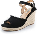 JOY IN LOVE Platform Wedge Sandals for Women 4IN Espadrille Wedge Heels Ankle Strap Sandals