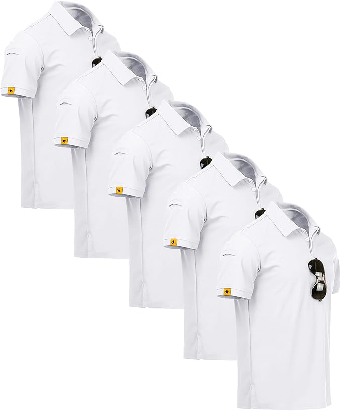 ZITY 5 Pack Mens Polo Shirt Short Sleeve Sports Golf Tennis T-Shirt Moisture-Wicking Summer Shirts