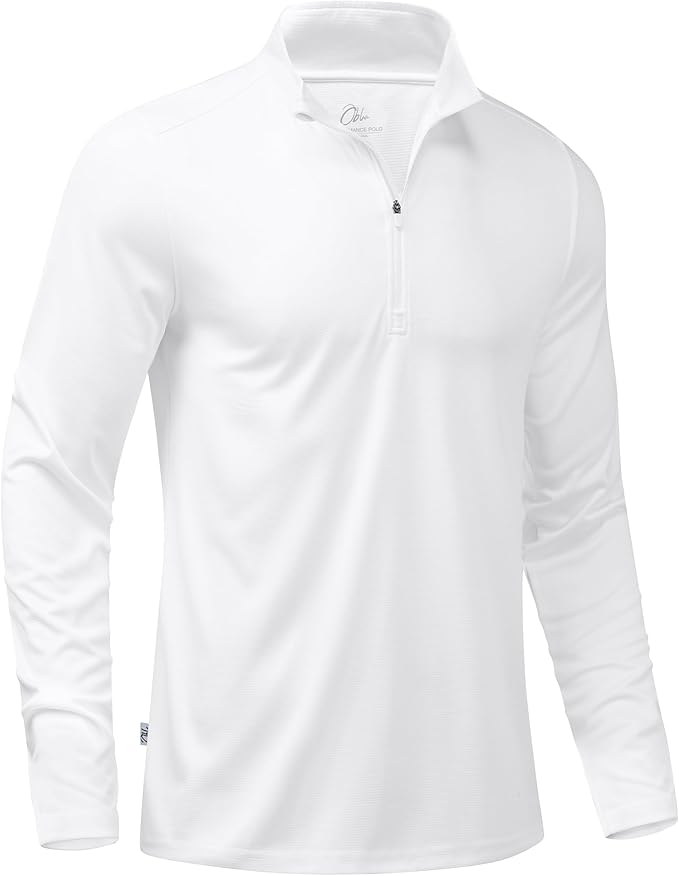 Obla Golf Quarter Zip Pullover for Men Mock Neck Sweatshirt Lightweight Sun Protection Men's Long Sleeve Golf Shirt