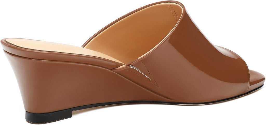 Wedge Sandals for Women Open Toe Wedge Heels Womens Matte High Heel Sandal Round Toe Heeled Wedge Sandals Slip on Casual shoes 2 inch