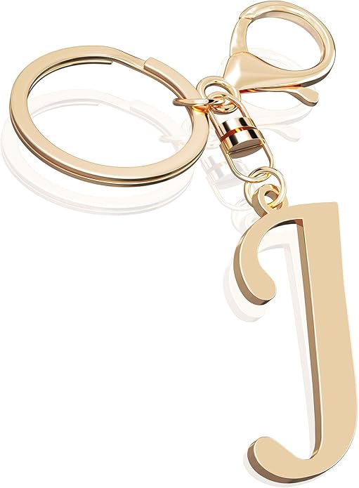 Cute Stainless Steel Gold Initial Letter Keychain for Women Girl, Charms for Key Handbag Backpack Bag, Personalized Gift