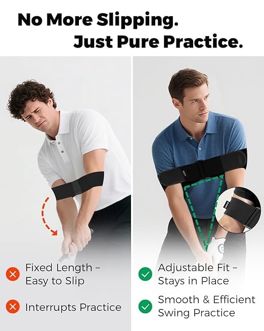 Adjustable Golf Swing Trainer Arm Band – 2025 Essential Golf Accessories for Golfers – Innovative Arm Connection Aid with Strong Restraining Power to Fix Chicken Wing & Improve Swing Stability