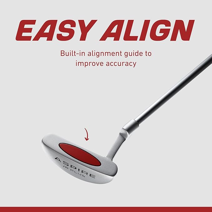 Aspire Junior Plus Kids Golf Clubs – Boys’ & Girls’ Right-Handed Golf Set with Lightweight Stand Bag, Graphite Shafts & Aircraft-Grade Aluminum Clubs