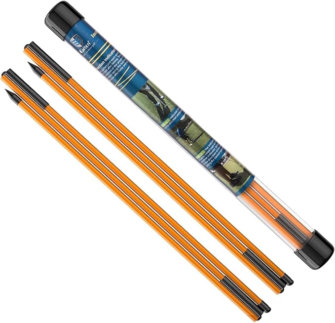 CAITON Golf Alignment Sticks 2 Sets - 48inch Alignment Practice Rods, Foldable for Easy Portability, Golf Training Aids to Improve Golf Swing, Putting Posture, with Storage Tube