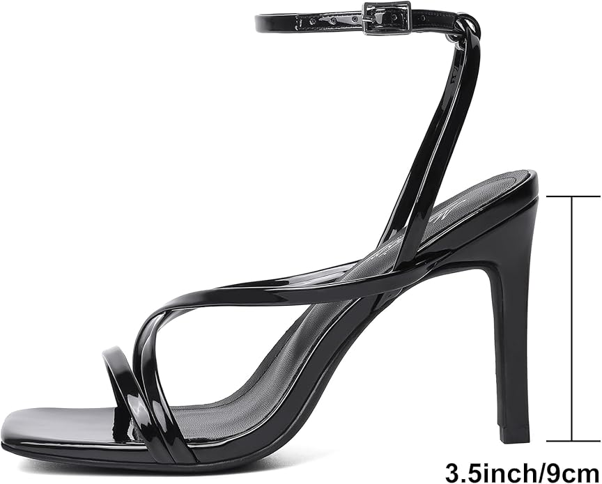 Mostrin Strappy Heels for Women Square Open Toe Lace Up Heeled Sandals Ankle Strap Sexy Stiletto High Heels for Party, Prom, Dating, Wedding