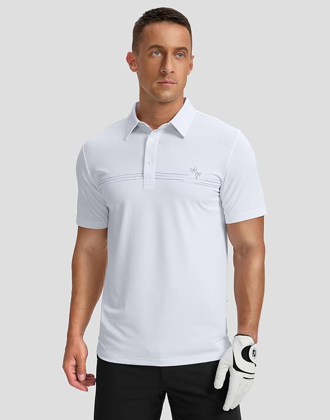 Men's Golf Shirts Dry Fit Moisture Wicking Performance Short Sleeve Collared Polo Shirts for Casual Athletic Business