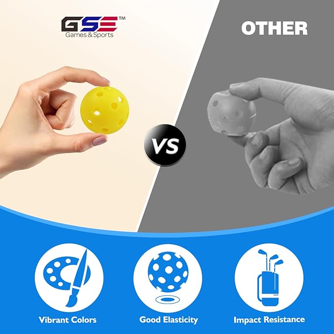 GSE Games & Sports Expert 12-Pack Practice Golf Balls, 40mm Limited Flight Plastic Soft Golf Balls, Airflow Hollow Training Golf Ball for Swing Practice (Several Colors Available)
