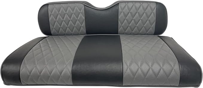 Huskey Parts Company 4PCS Charcoal Gray Golf Cart Front Rear Seat Cover Diamond Stitching for EZGO RXV 2008-UP, Marine Grade Vinyl, Custom Fit, Staple On