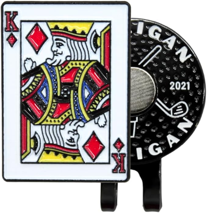King of Diamonds Golf Ball Marker + Magnetic Hat Clip 𝐏𝐑𝐄𝐌𝐈𝐔𝐌 Quality, Strong Magnetic Hold, Easy-to-See Design, Durable & Lightweight Golf Accessory, Unique Golf Gift