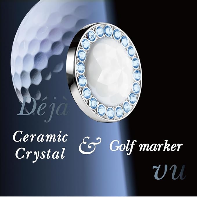 Golf Ball Marker Hat Clip with Ceramic Crystal Ball Marker (20mm Small Size) Gifts Accessories for Golfers