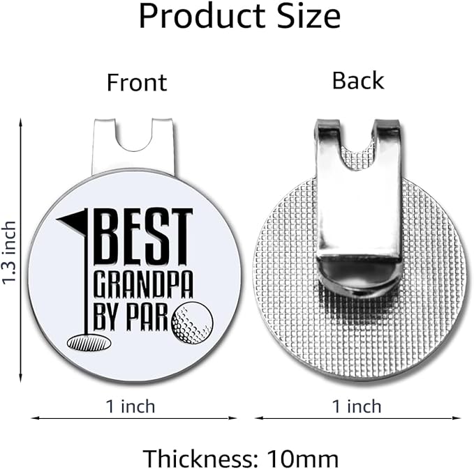 Hafhue Best Grandpa by Par Golf Ball Marker with Magnetic Hat Clip, Funny Golf Accessories and Golf Gifts for Men Grandpa, Birthday Christmas Retirement Gifts for Golf Fan Golfer Golf Lovers