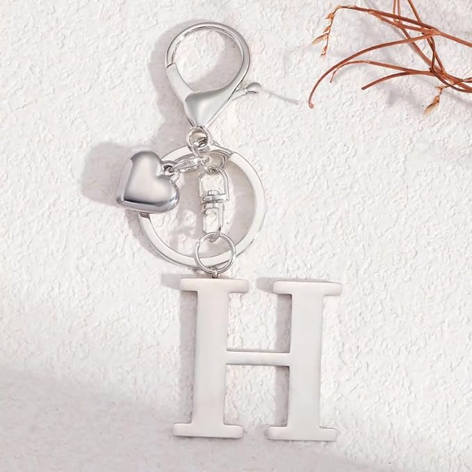 Metal Heart Alphabet Keychain for Women, Girls - Cute Initial Letter Accessories for Purse, Bag Charms and Backpack
