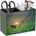 Pen Holder, Pencil Holder for Desk Organizer, Golf Theme Sport Ball PU Leather Pencil Cups Desktop Stationery Storage Makeup Brush Holder Pen Organizer for Office Home