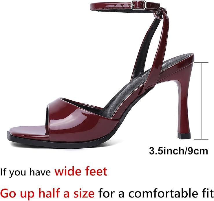Mostrin Strappy Heels for Women Square Open Toe Lace Up Heeled Sandals Ankle Strap Sexy Stiletto High Heels for Party, Prom, Dating, Wedding