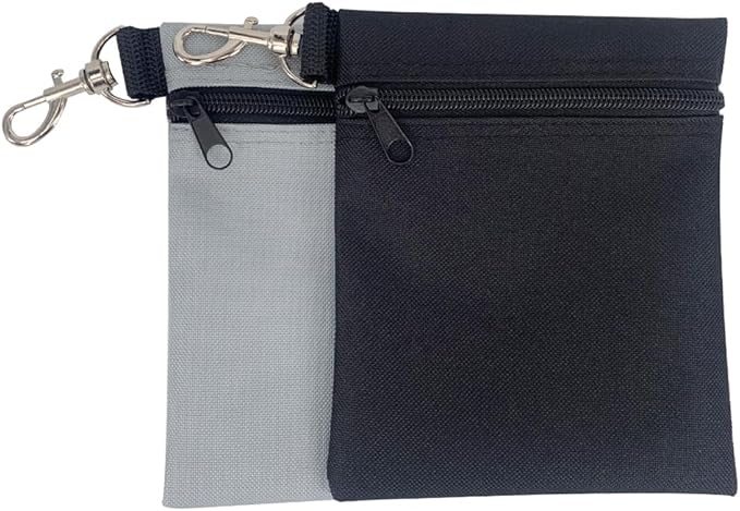 Golf Tee Pouch | Pack of 2 Golf Tee Bag | 5.24 X 6.42 Inch Zipper Golf Accessory Bag with Clip | Golf Bag Accessories for Men Women Golf Gift