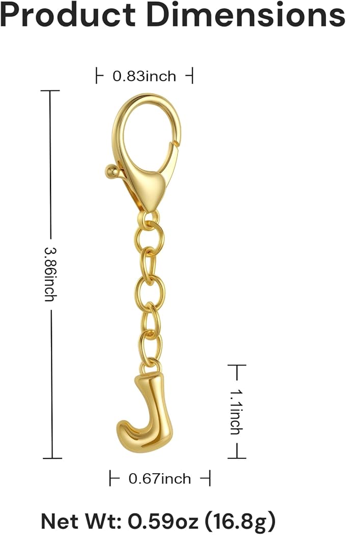 Bubble Gold Letter Bag Charms for Women, Cute Initial Keychain for Handbags, Purse Charms Birthday Christmas Gifts